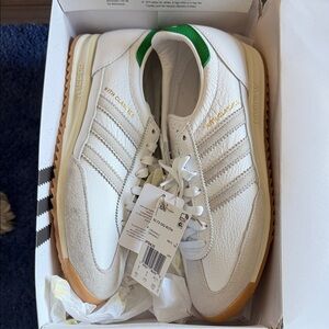 Kith Men's White and Green Sneakers with Gold Details